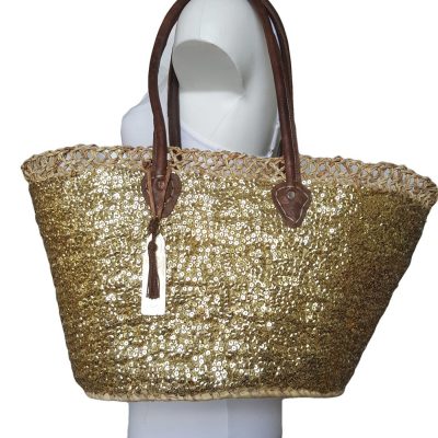 Ibiza tas met gouden pailletten medium size 25-40cm