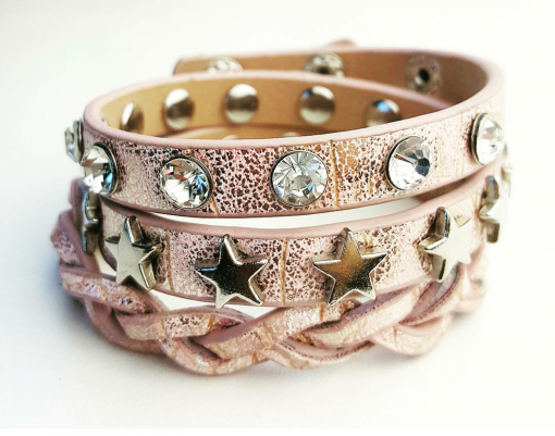 sjaalbandje roze Swarovski en sterren - Afbeelding 2