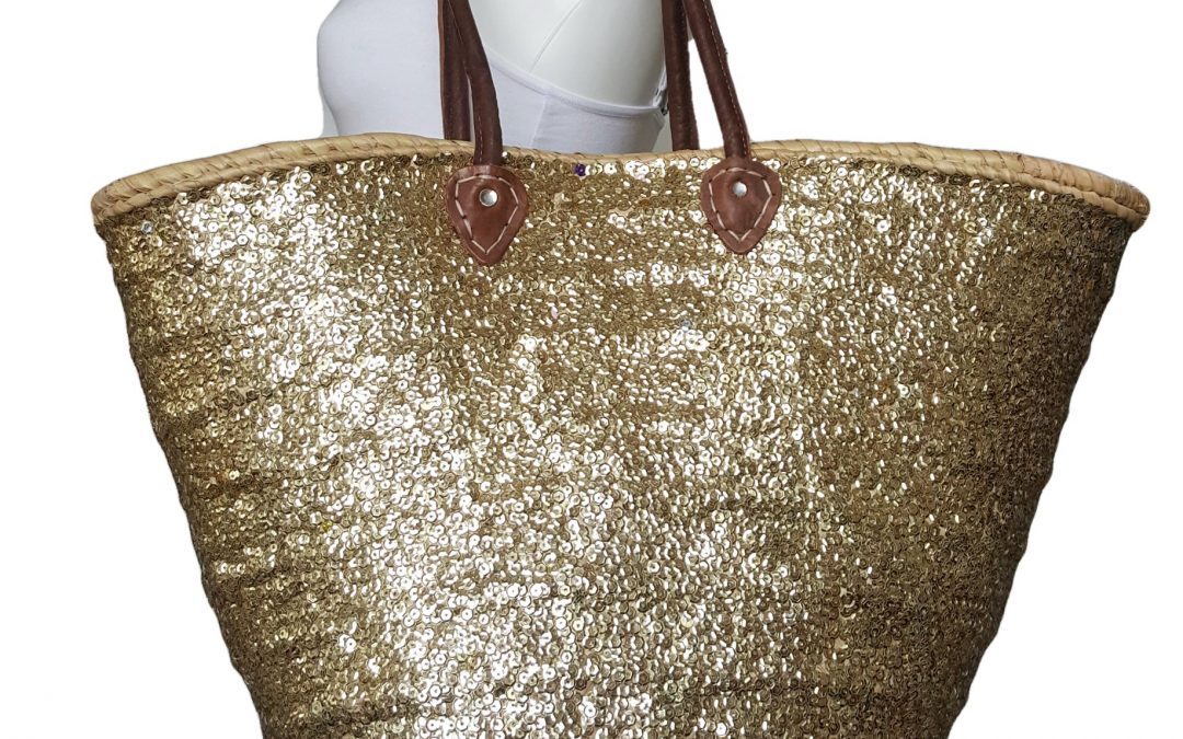 boho rieten tas goud