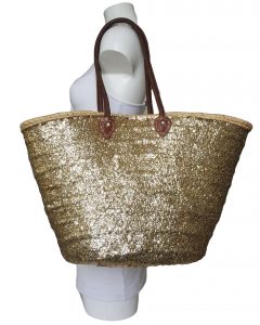 boho rieten tas goud