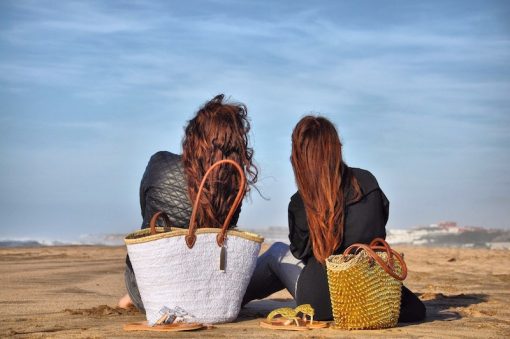 rieten strandtas gouden pailletten ibiza klein model - Afbeelding 3