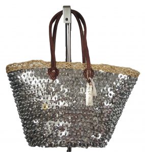 ibiza tas met grote zilveren pailletten