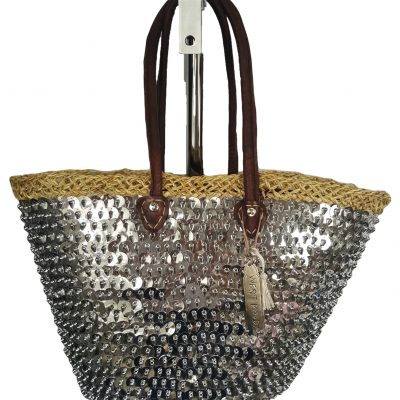 ibiza tas met grote zilveren pailletten