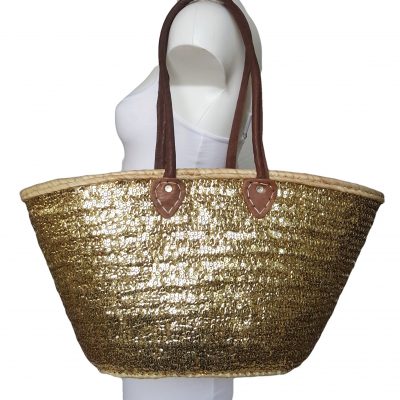 rieten strandtas goud boho small