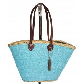rieten strandtas Aqua blauw