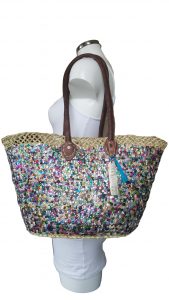 rieten strandtas ibiza multi color