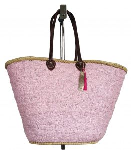 rieten strandtas boho roze