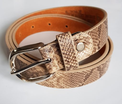 slangenprint riem beige