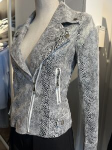 slangenprint biker zwart wit