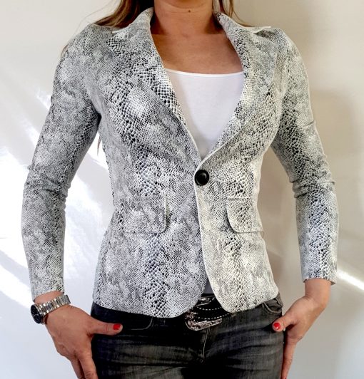 slangenprint blazer wit