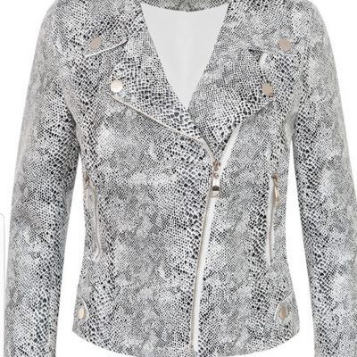 slangenprint biker zwart wit