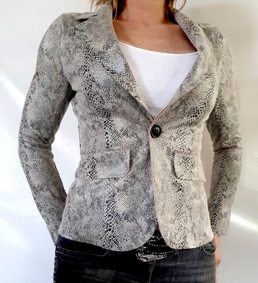 slangenprint blazer beige