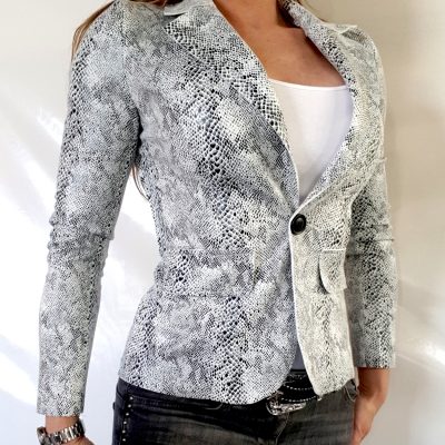 slangenprint blazer wit