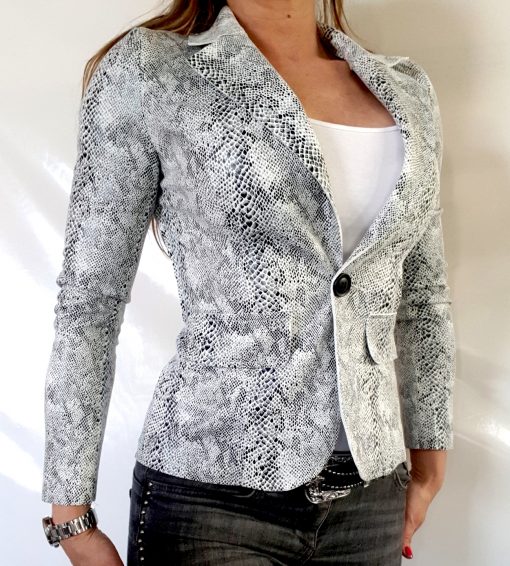 slangenprint blazer wit