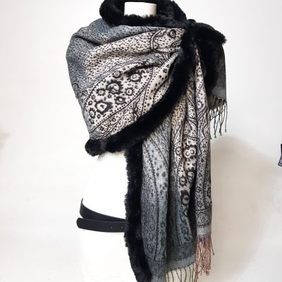 paisley grijs met randje bond