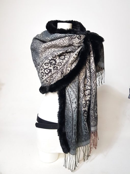 paisley grijs met randje bond