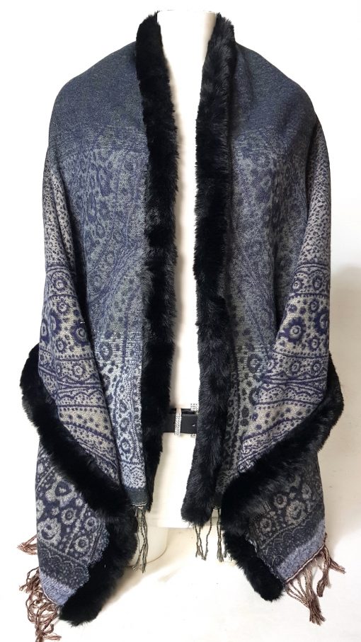 bontsjaal paisley antraciet grijs