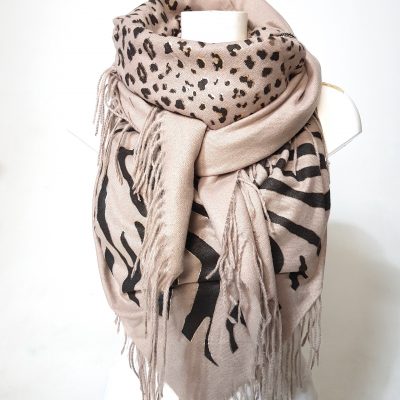 sjaal panter zebra beige