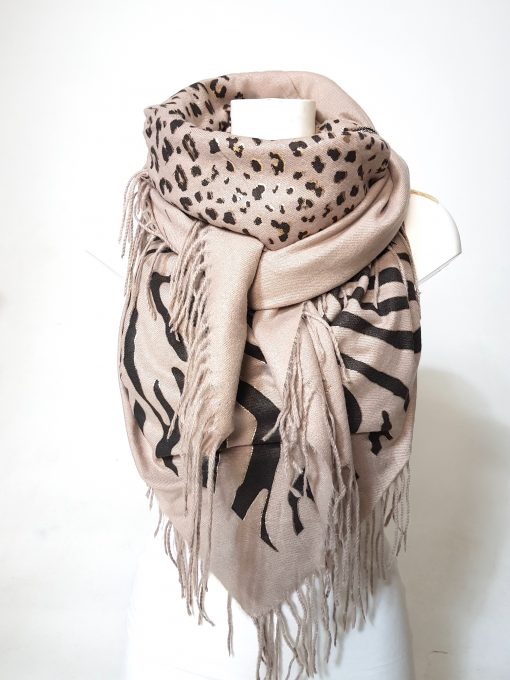 sjaal panter zebra beige