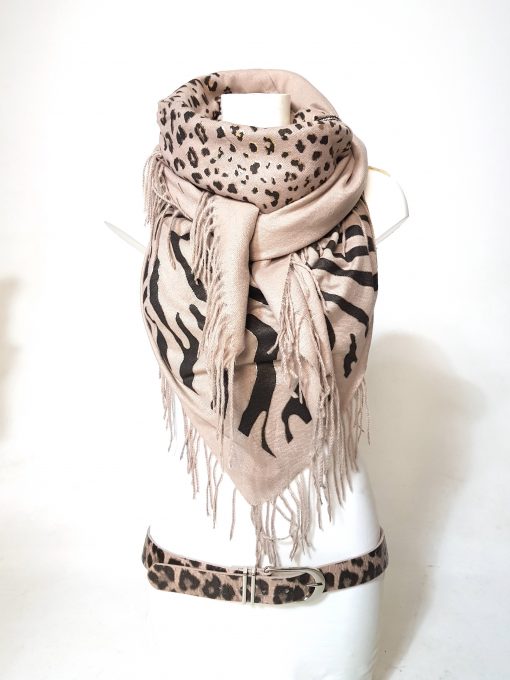 sjaal panter zebra beige riem