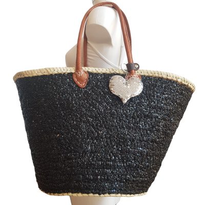 rieten strandtas boho black