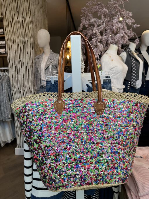 rieten strandtas ibiza style multi color