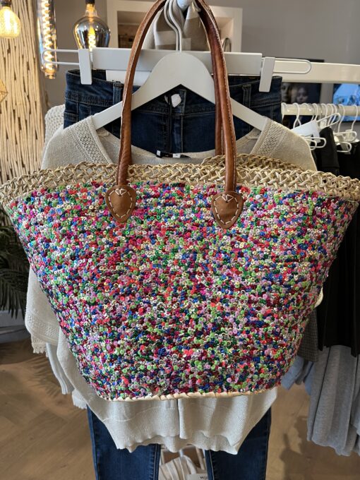 rieten strandtas ibiza style multi color