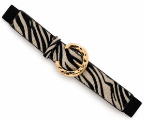 elastische zebra riem zwart deze leuke riem is van zwart elastiek met aan de voorkant een jutte achtige stof in zebra print