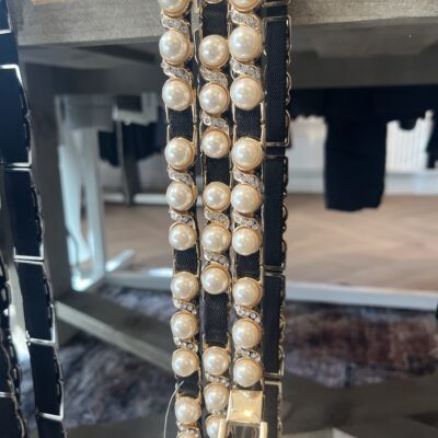 elastische damesriem zwart parel