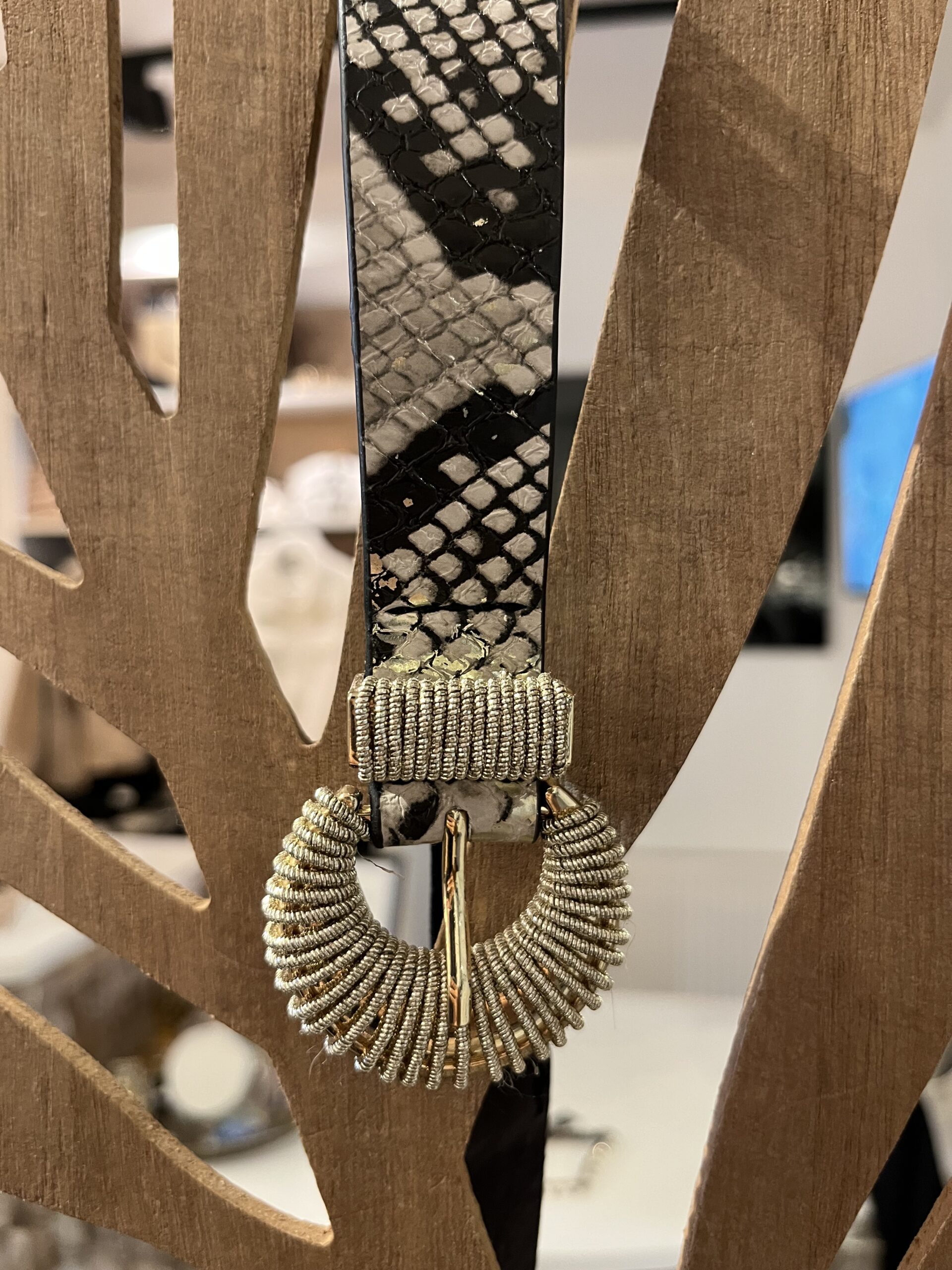 Stretchriem dames met slangenprint en gouden gesp