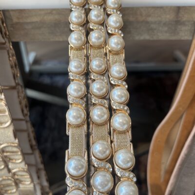 Elastische damesriem goud parel