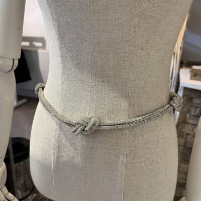 Zilveren strass knoopriem dames