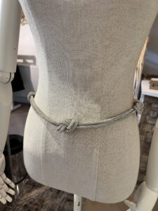 Zilveren strass knoopriem dames