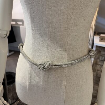 Zilveren strass knoopriem dames