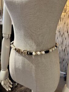 Zwarte stretchriem dames met parels en strass