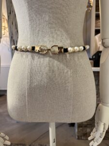 Zwarte stretchriem dames met parels en strass